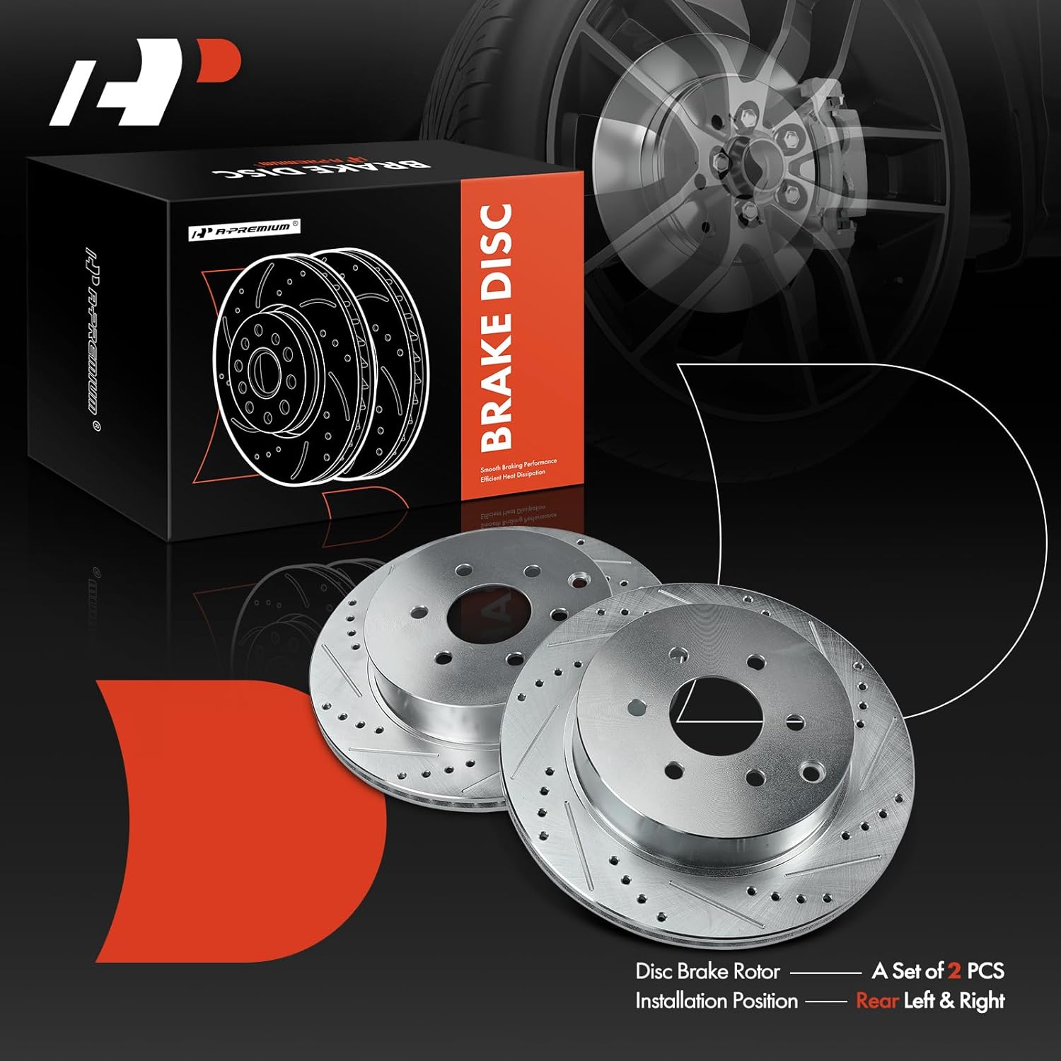 A-Premium 11.65 inch (296mm) Rear Drilled and Slotted Disc Brake Rotors Compatible with Select Nissan Models - Pathfinder 2005-2012 4.0L 2008-2012 5.6L, 2-PC Set