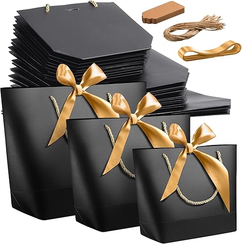 30 juegos de bolsas de regalo con asas, 3 tamaños, bolsa de regalo de fiesta con cinta, bolsa de regalo negra con etiquetas de regalo de papel y disponible en Yaxa Costa Rica