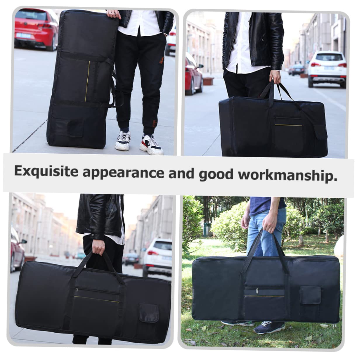 Borsa per Tastiera Elettronica 61 Tasti Oxford Manico Comodo Design alla Moda Nero