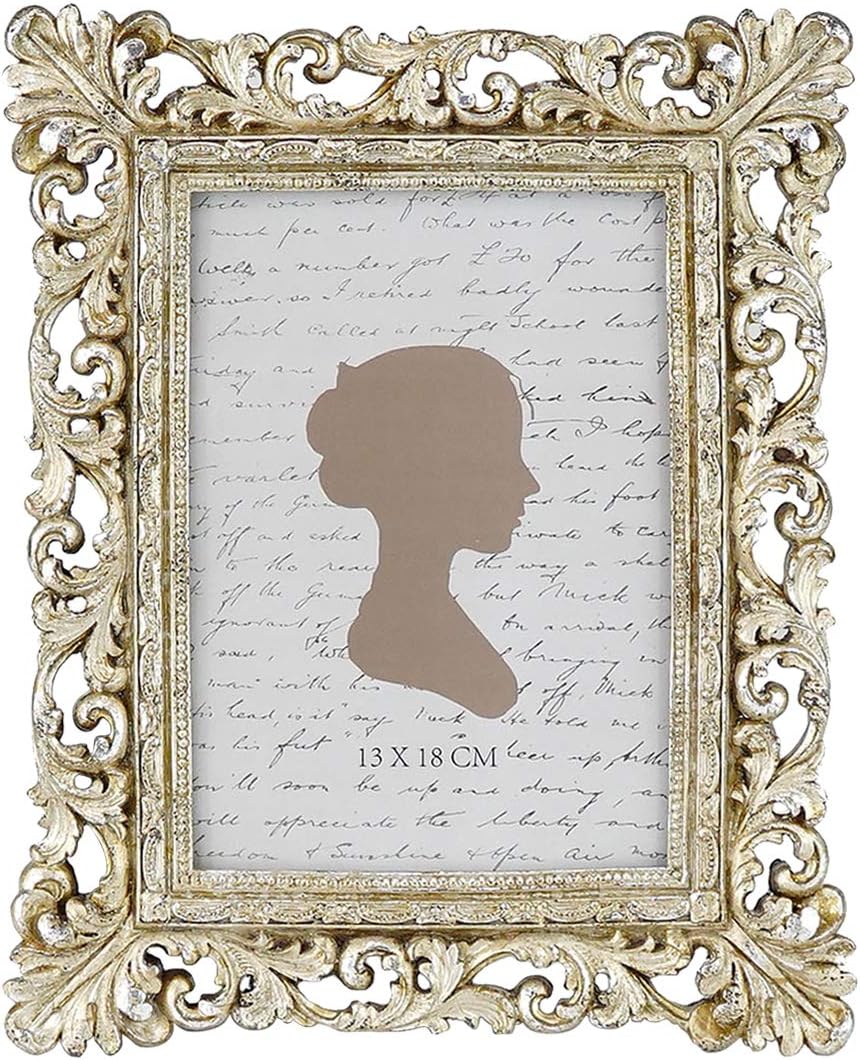Sunlit Vintage Picture Frame 5x7 Inch, Luxury Antique Photo Frames with Glass Front, Photo Display, Tabletop Wall Hanging, Gift Ideas, Antique Silver