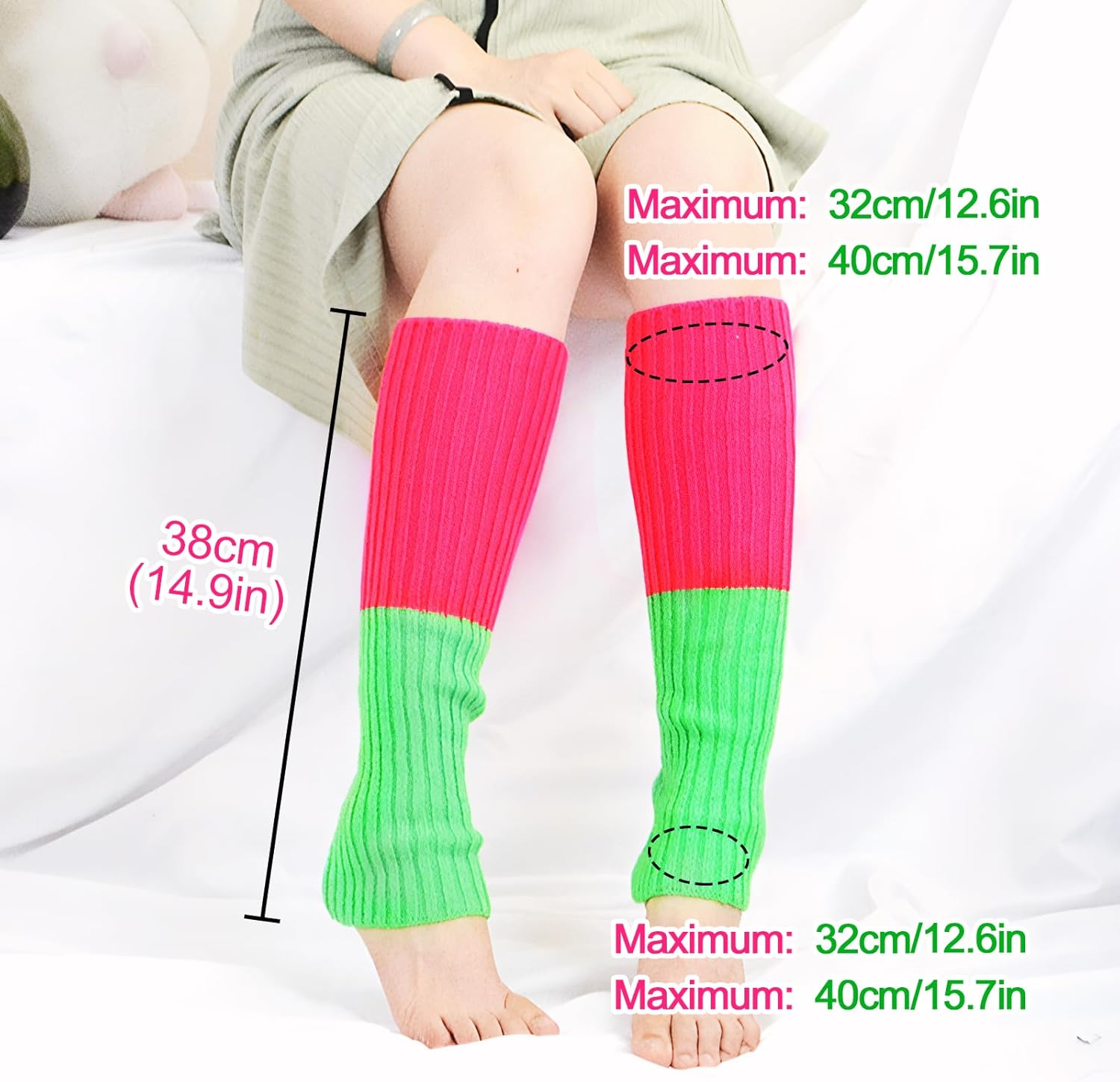 2 Pairs Neon Leg Warmers, 80s Accessories for Women, Retro Fashion Knit Legwarmers for Girls Dance Sports Yoga - Image 7