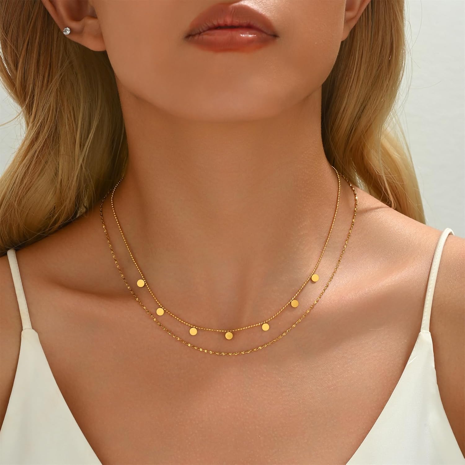 Dainty Layered Necklaces for Women 18K Gold Plated Tiny Cross Choker Necklace Coin Star Charm Pendant Necklace Trendy Jewelry - Image 3