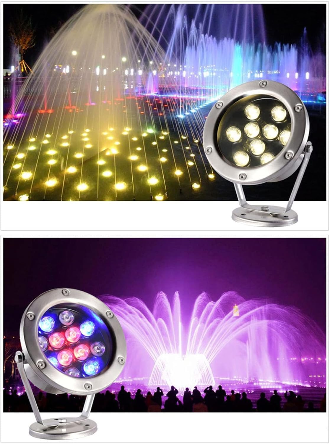 Podwodne światło Stawu Obrotowa Lampa Fontannowa Ip68 Wodoodporna Niskonapięciowa Ac12 24v Zatapialne Oświetlenie Basenowe Led Ze Stali Nierdzewnej Na Zewnątrz I, Red, 6W-AC24V
