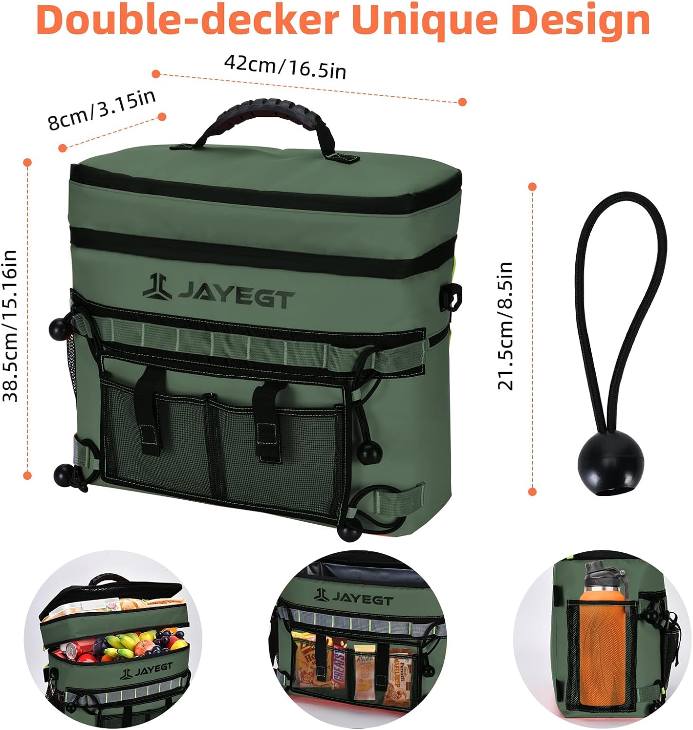 Kayak Cooler Behind Seat - Waterproof Cooler Bag Compatible with Lawn-Chair Seat Kayak,Kayak Accessories Camping Cooler, Portable Ice Chest for Fishing, Beach,Picnic, Trips (Orange, Medium) - Image 6