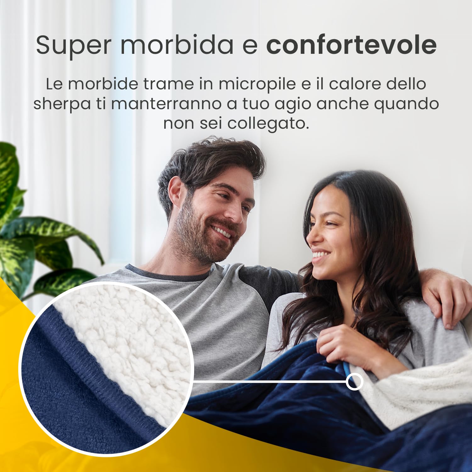Cosi Home Coperta Riscaldante Elettrica 180x130 cm, in pile sherpa, lavabile in lavatrice con telecomando digitale, timer e 10 impostazioni di calore - Blu