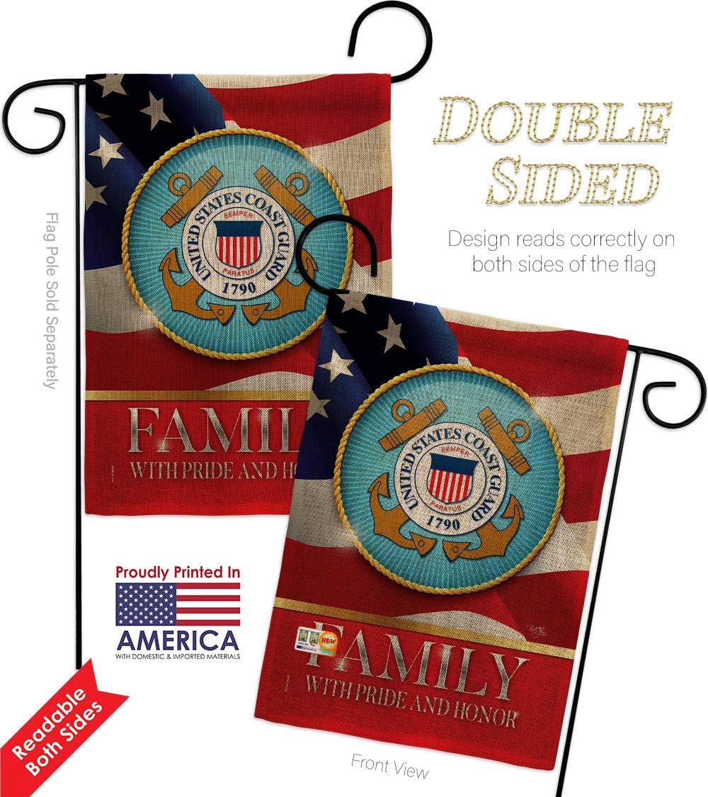 US Coast Guard Family Honor Burlap Burlap Garden Flags Pack Armed Forces USCG Semper Paratus United State American Military Veteran Retire Official Support Our Troops Gift Yard House 13 X 18.5