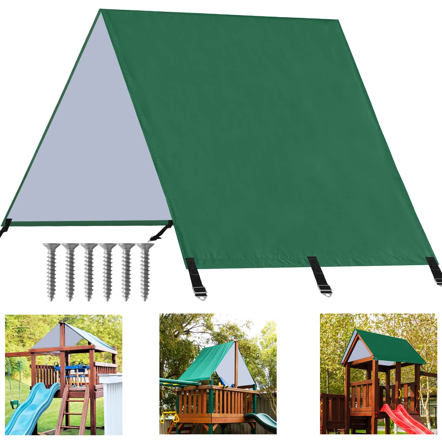 ABCCANOPY Swing Set Replacement Tarp, 43"X90" Playground Roof Canopy Waterproof Swingset Cover for Playgrounds, Shade Screens, Terraces, Green