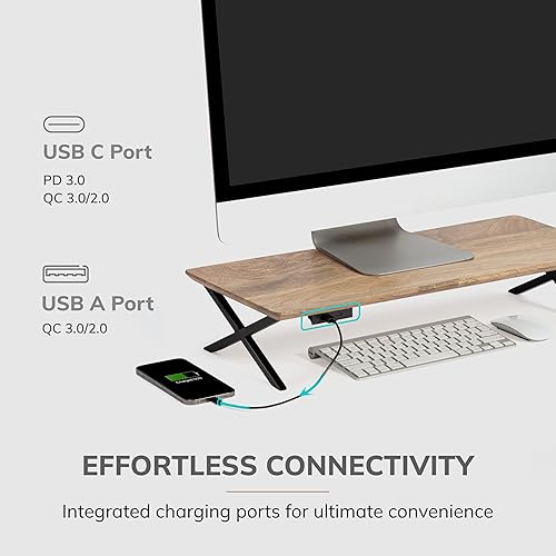 Miniatura 2 de Anji Mountain Soporte de madera para monitor de escritorio, organizador de escritorio para el hogar, oficina, espacio de trabajo, elevador de