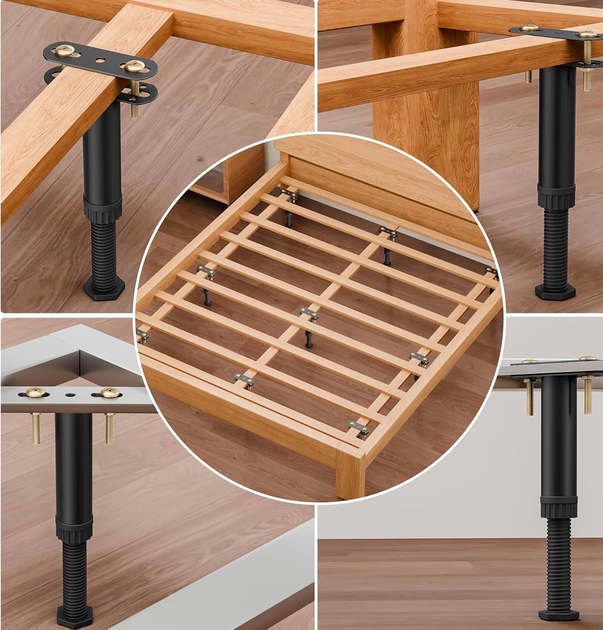 4 Patas de soporte de cama de altura Ajustable de 3 a 16.5 pulgadas, Patas de soporte Central para Marco de cama, listones centrales de cama, listones centrales de cama, muebles, Patas Opción