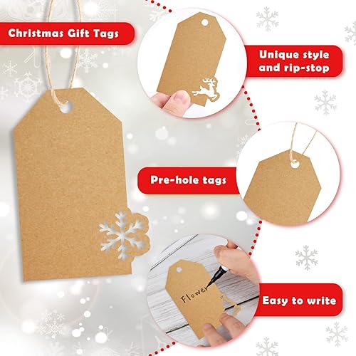 Miniatura 10 de SallyFashion 100 etiquetas de Navidad para regalos, etiquetas colgantes de Navidad, etiquetas de regalo, etiquetas de papel kraft para regalos de