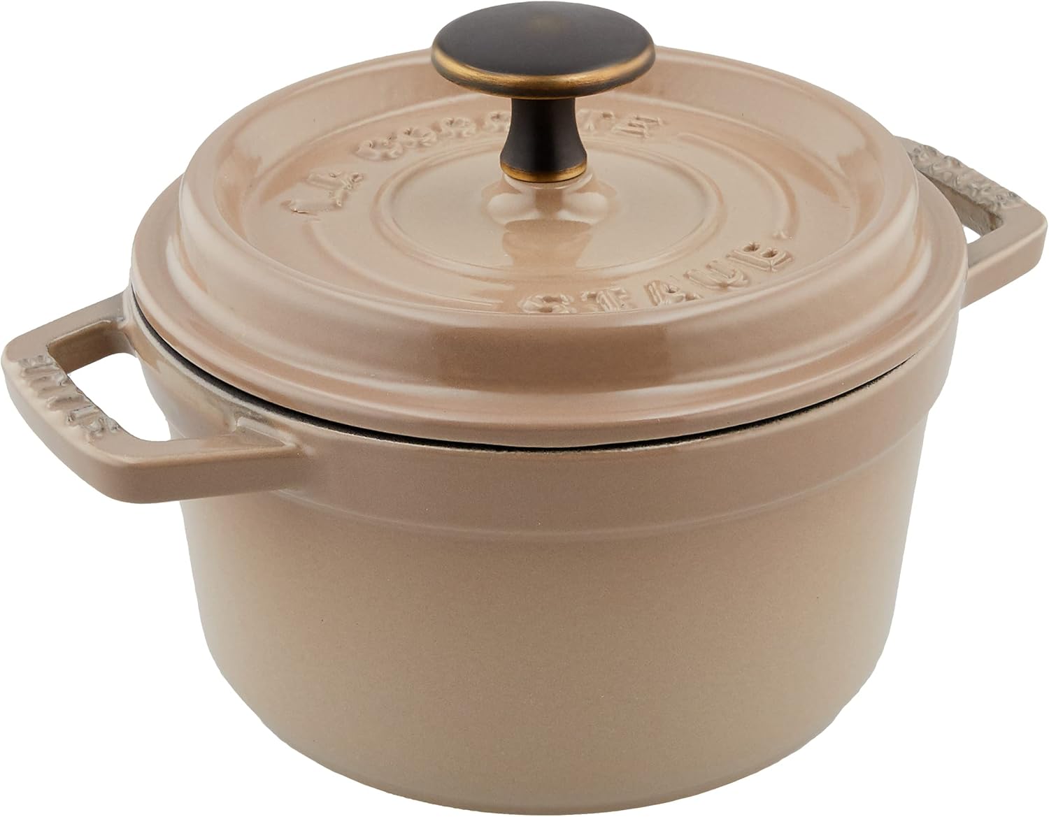 Staub Staub Pico Cocotte Round Linen 5.5 inches (14 cm), Vintage Knob