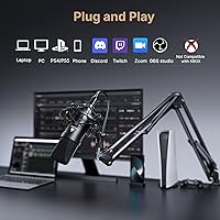 Vista 5 de Kit de micrófono USB 192KHZ/24BIT Enchufa y usa MAONO AU-A04 USB para computadora, micrófono cardioide y condensador de podcast micrófono con Negro