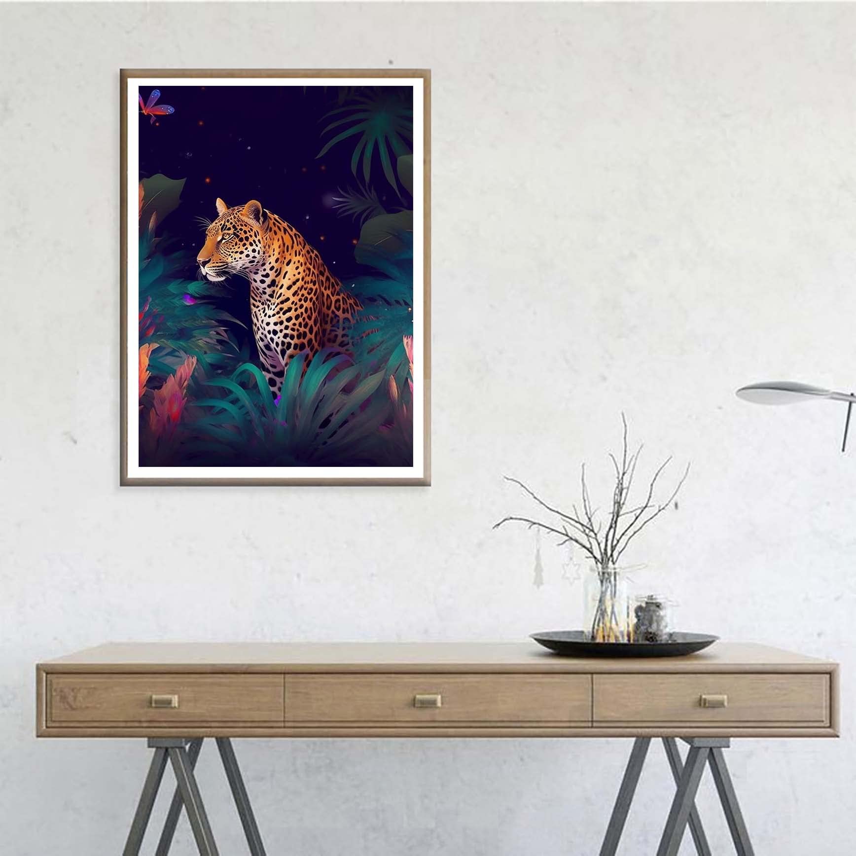 Ginfonr 5D Diamond Painting Leopardo E Farfalla – Kit Completo Con Tela 30x40 Cm, Diamanti Rotondi, Penna E Vassoio - 5