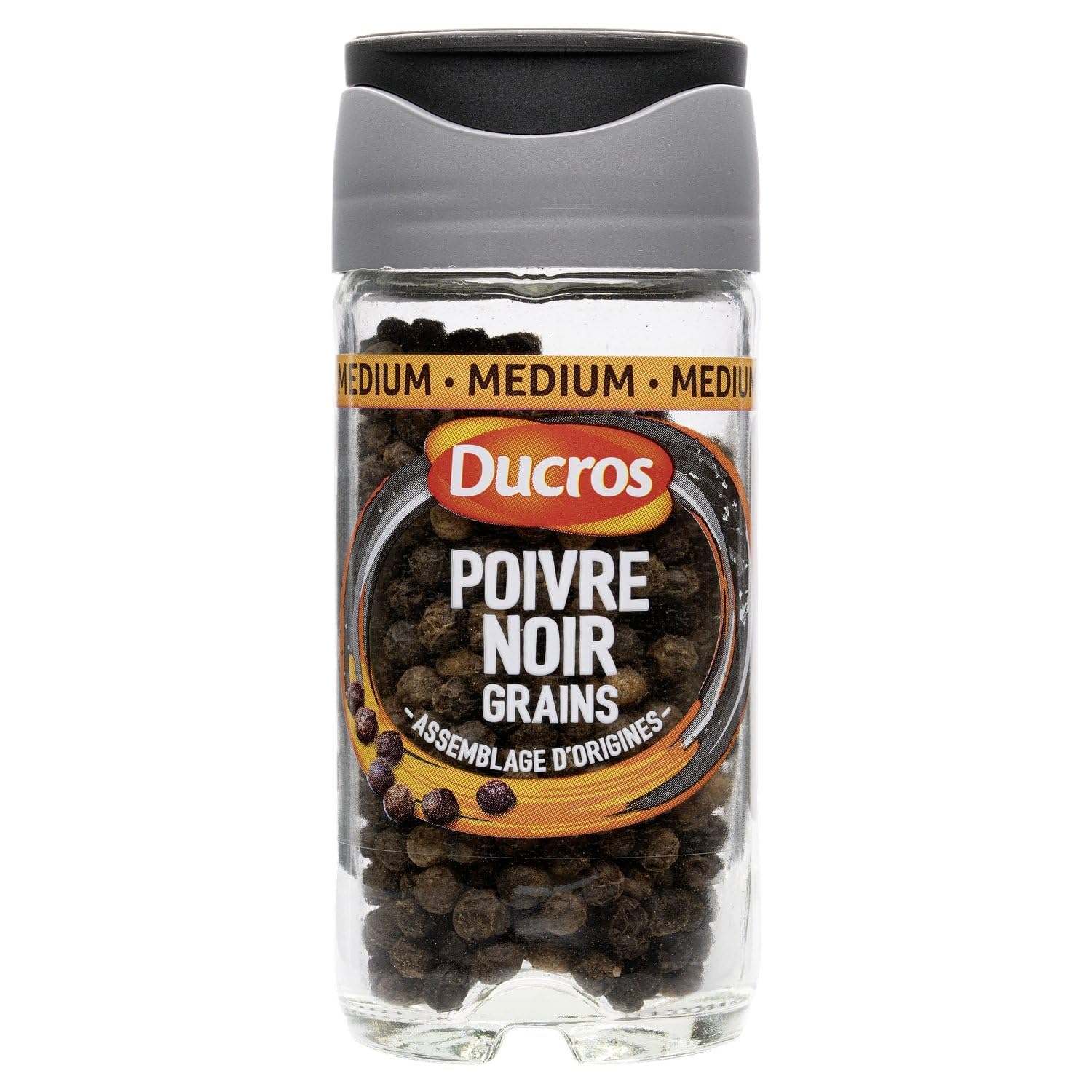 DUCROS – Poivre Noir en Grains Intense Force 6, Arôme Puissant et Fraîcheur Préservée (Flacon 38 g) - Le Lot De 4