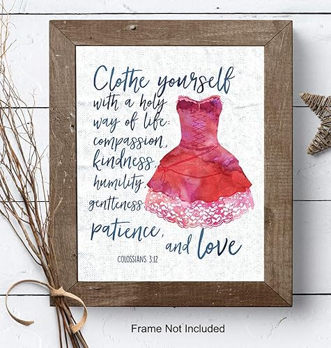 Miniatura 7 de Bible Verse Wall Art - Colossians 3:12 Christian Scripture Wall Art - 8x10 Home Decor for Bedroom, Office, Living Room - Spiritual Inspirational
