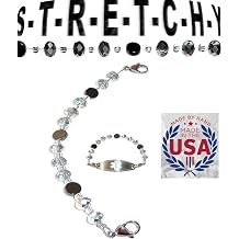 Hidden Hollow Beads Womens Handmade in USA Stretchy Medical Alert Bracelet Interchangeable ID Replacement Vital Info tag