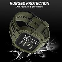 Vista 2 de GELISHI Compatible con Fitbit Versa 2 bandas con funda, correa protectora para hombres, correa deportiva resistente para reloj inteligente, verde