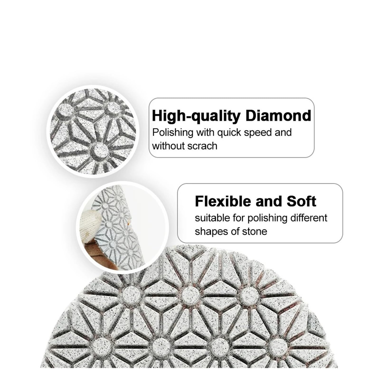 Disco de lijado de unión de resina de diamante de 3 pasos de diámetro 100mm/4 ", almohadilla de pulido Flexible húmeda o seca, pulidor de piedra suave de mármol(2 sets)