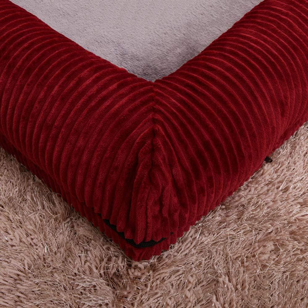 Corduroy Dog Bed High Density Sponge Dog Cushion Removable Washable Pet Bed for Small Dog Medium Large Red S (Red Large)