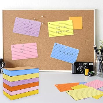Newthinking Revision Flash Cards 4x6 inches, 600 PCS Coloured Ruled Index Cards with 6 Metal Binder Rings for School Office Home Study Revision Supplies
