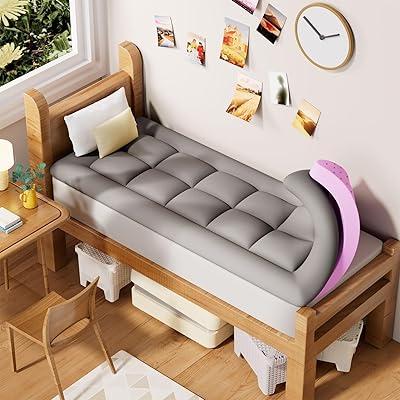 BDEUS Dual Layer 5 Inch Memory Foam Mattress Topper Twin XL Size for Dorm Room, 2 Inch Gel Memory Foam Plus 3 Inch 1450 GSM Pillow Top Mattress Pad Cover,Dark Gray