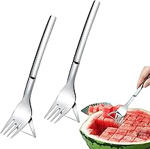 2-In-1 Watermelon Fork Slicer,Stainless Steel Watermelon Slicer Cutter Knife,Watermelon Slicer With Fork,Watermelon Cutting Artifact,Multi-Purpose Fruit Fork for Home Camping(2PCS)