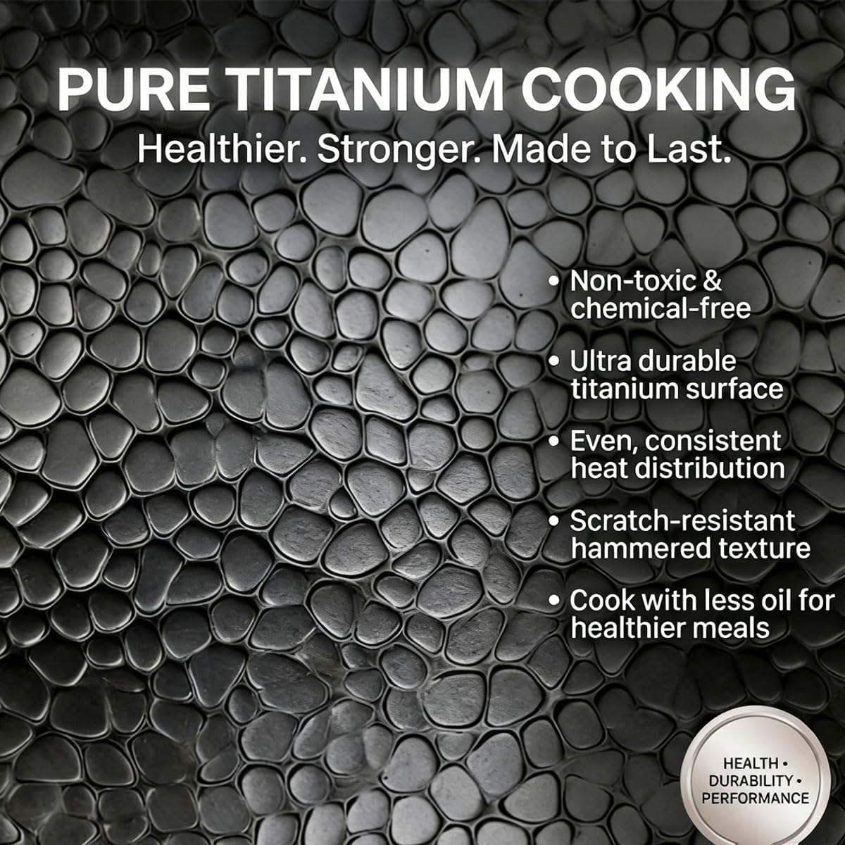 2026 New Titanium Pro Pans for Cooking, Non-Stick Pure Titanium Frying Pan, Titanium Hammered Pan Pro Standard, Scratch-Resistant Titaniums Skillet for Oven, Induction (10.23in, With Lid)