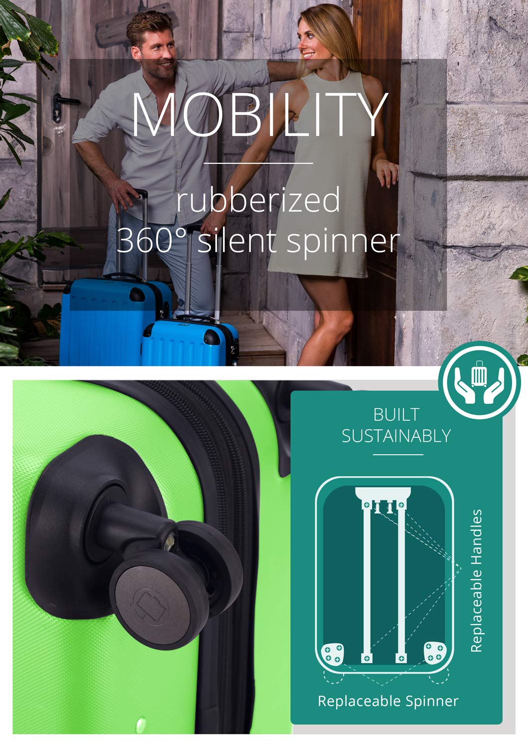 HAUPTSTADTKOFFER - SPREE - Valigia rigida, Trolley espandibile, Bagaglio con 4 ruote doppie, TSA, 75 cm, 119 litri, Nero