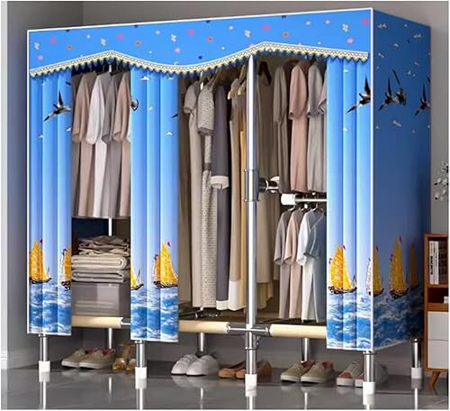 Miniatura 20 de large closets Large Closet Metal Steel Rack Clothes Closet with Clothes Rail Closets for Bedroom Thick Cloth Portable Wardrobe Closet Space-saving