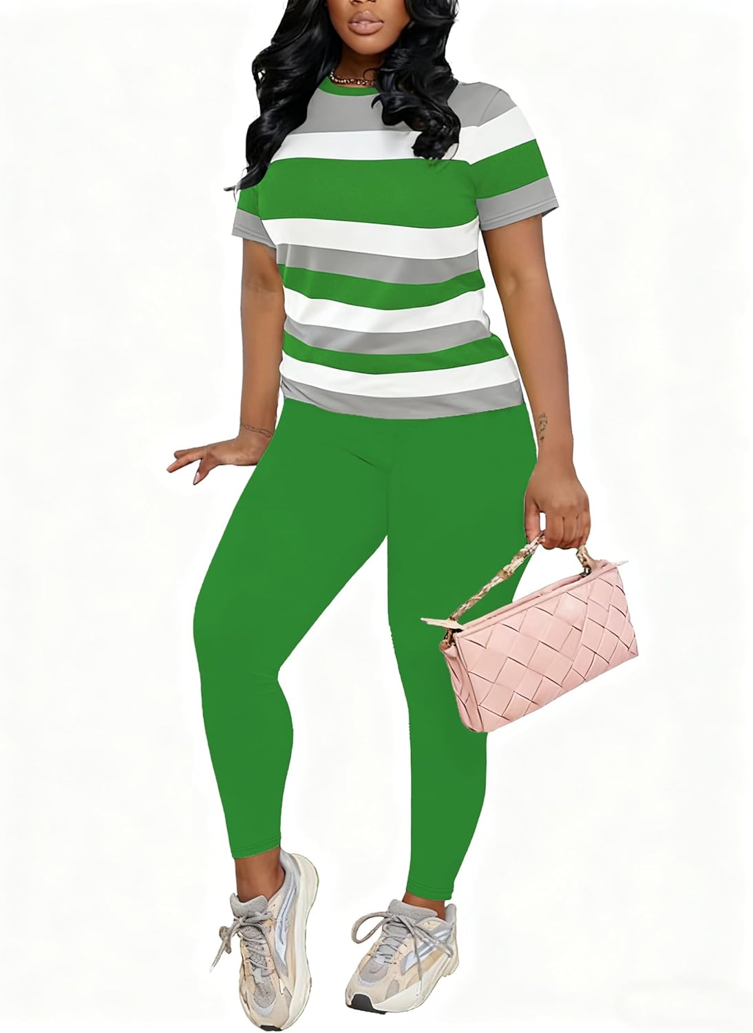 HBQ Women 2 Piece Outfits Summer Sweatsuits Slim Fit Track Suits Biker Short Workout Jogger Sets - Image 3