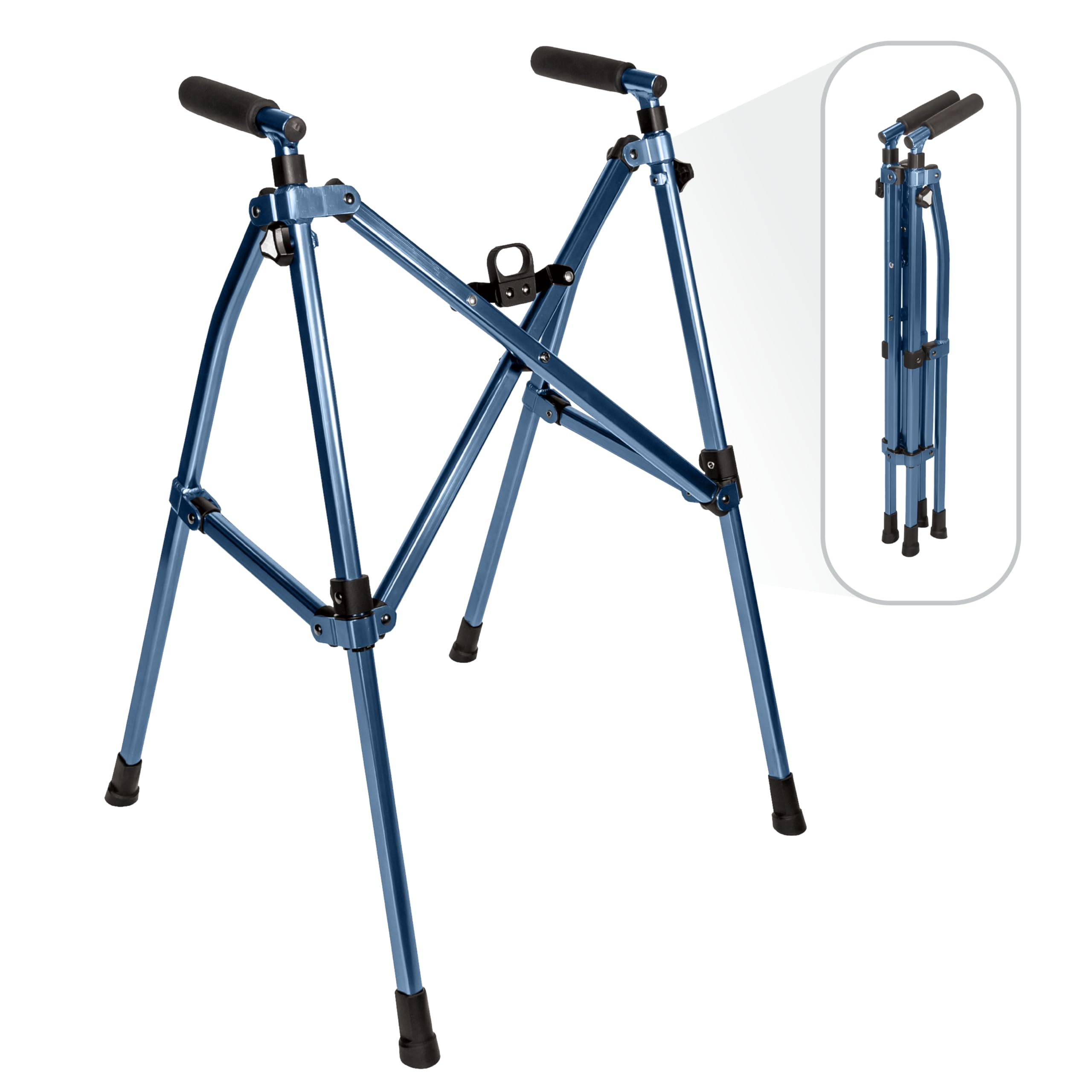 Wonder Walker Lite by Stander, andador ligero y plegable para adultos, personas mayores y ancianos, andador de viaje plegable para apoyo de movilidad, andador estándar compacto sin ruedas, azul