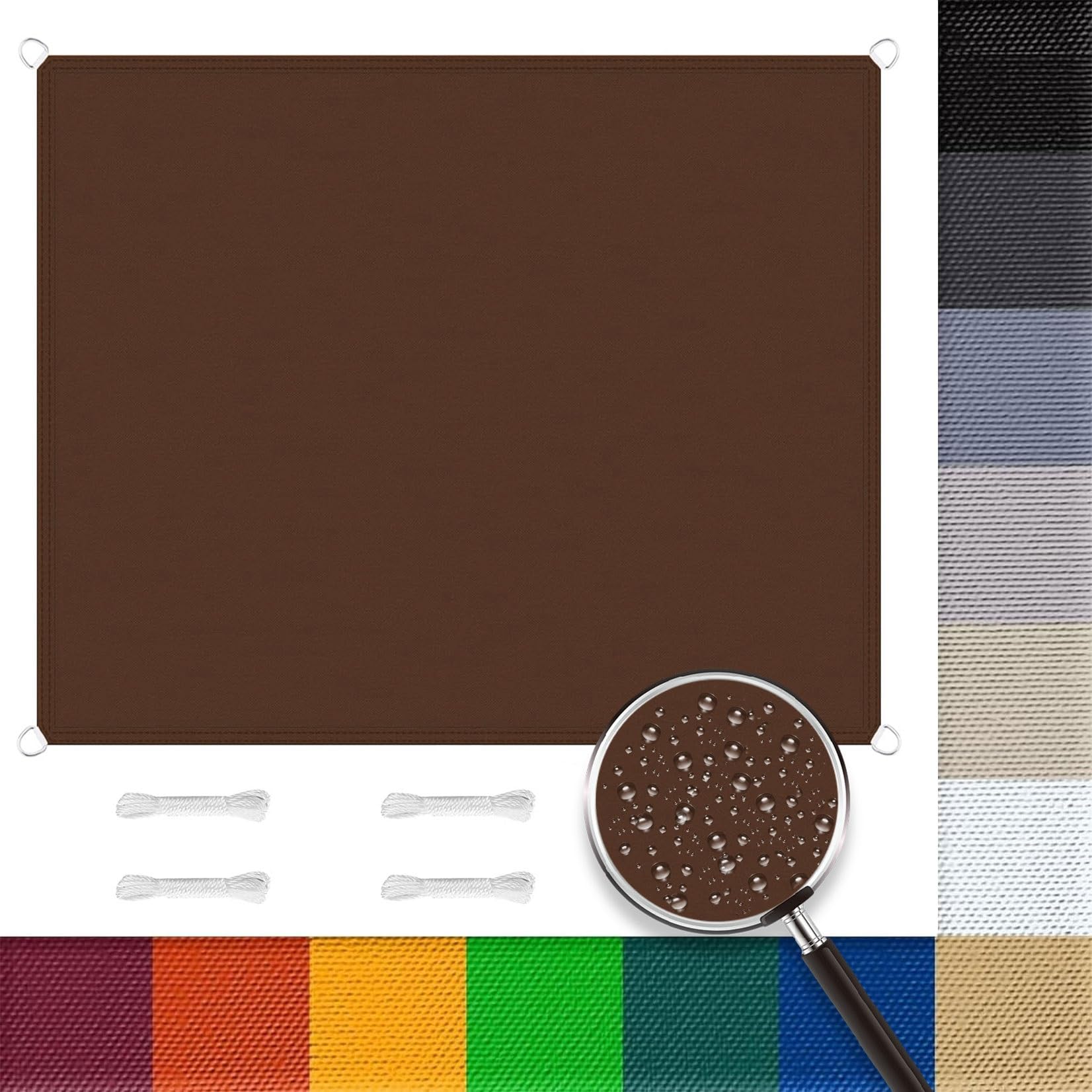 Voile d'ombrage 2.5 x 5.5 m marron rectangulaire anti-UV pour terrasse