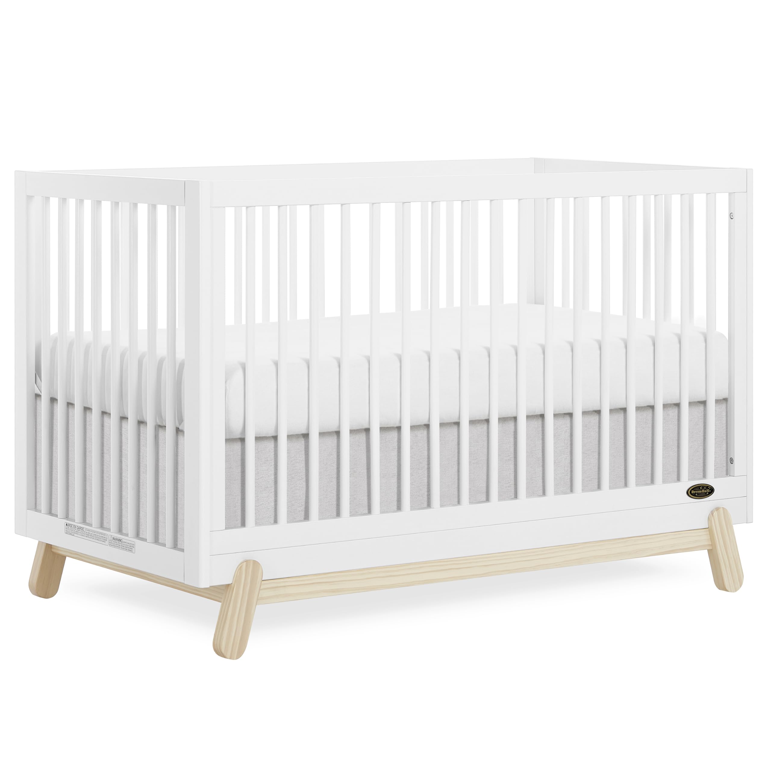 Dream On Me Hygge 5-in-1 Convertible Full-Size Baby Crib in Vintage White Oak, GreenGuard Gold & JPMA, Converts to Toddler, Day & Full-Size Bed, Adjustable Mattress Heights, Modern Nursery