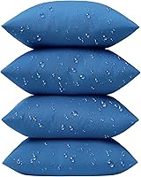 Phantoscope 4 Pack Waterproof Outdoor Pillow Inserts 18x18 Blue - No Cover Needed, Fade-Resistant Throw Pillows for Patio Couch Tent