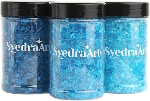 Miniatura 128 de Syedra - Juego de 3 piezas de vidrio triturado para manualidades, arte de resina, piezas de espejo de color triturado, 1 libra (amarillo)