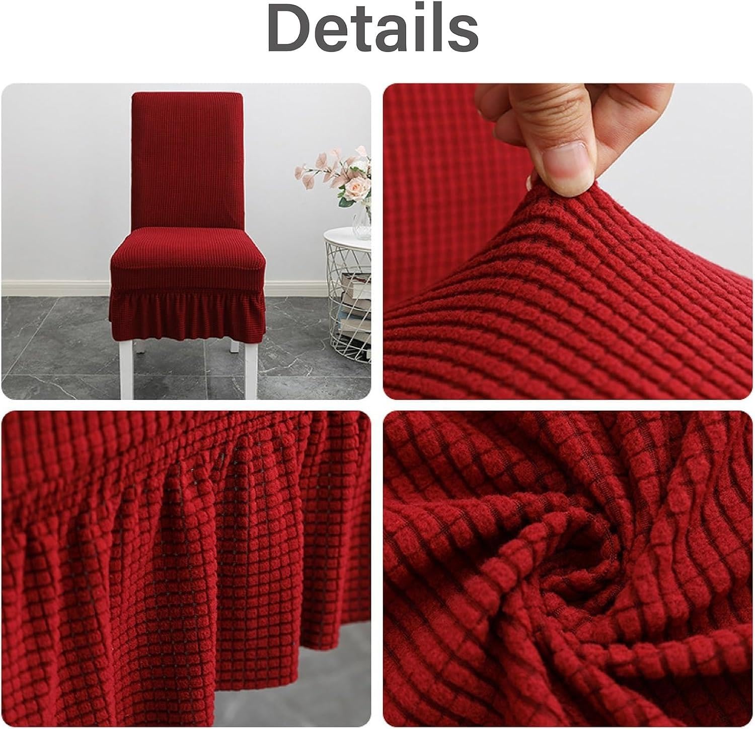 6 Fundas Sillas de Comedor,Funda Silla Elástica Ajustable con Falda Nórdica