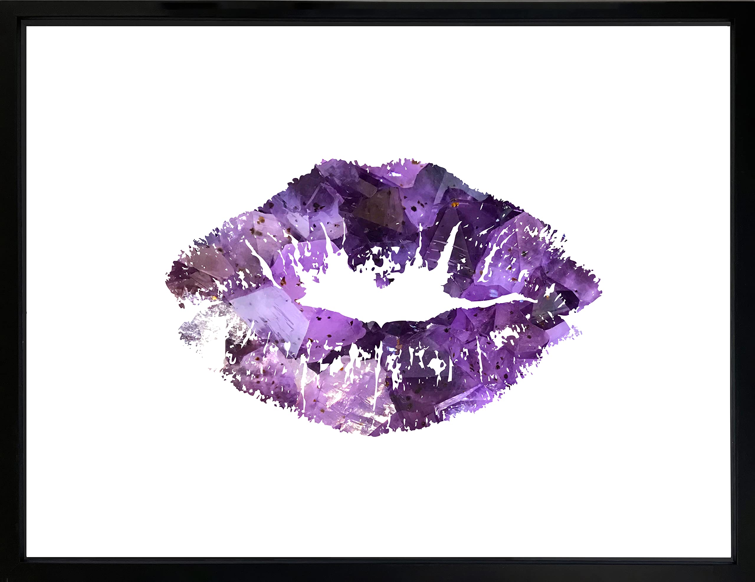 Brookpace Lascelles Purple Lips Wall Art Framed Wall Art 53 x 43cm | Bedroom Poster Living Room Print Home Decor