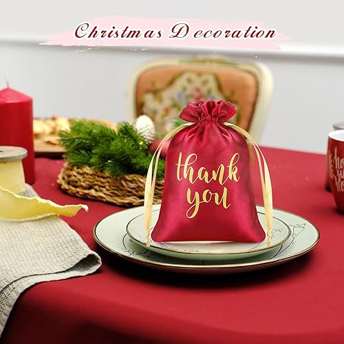 Vista 65 de Sieral 50 bolsas de regalo de satén con cordón para joyas, bolsas de dulces para Acción de Gracias, Navidad, boda, baby shower, fiesta de Blanco