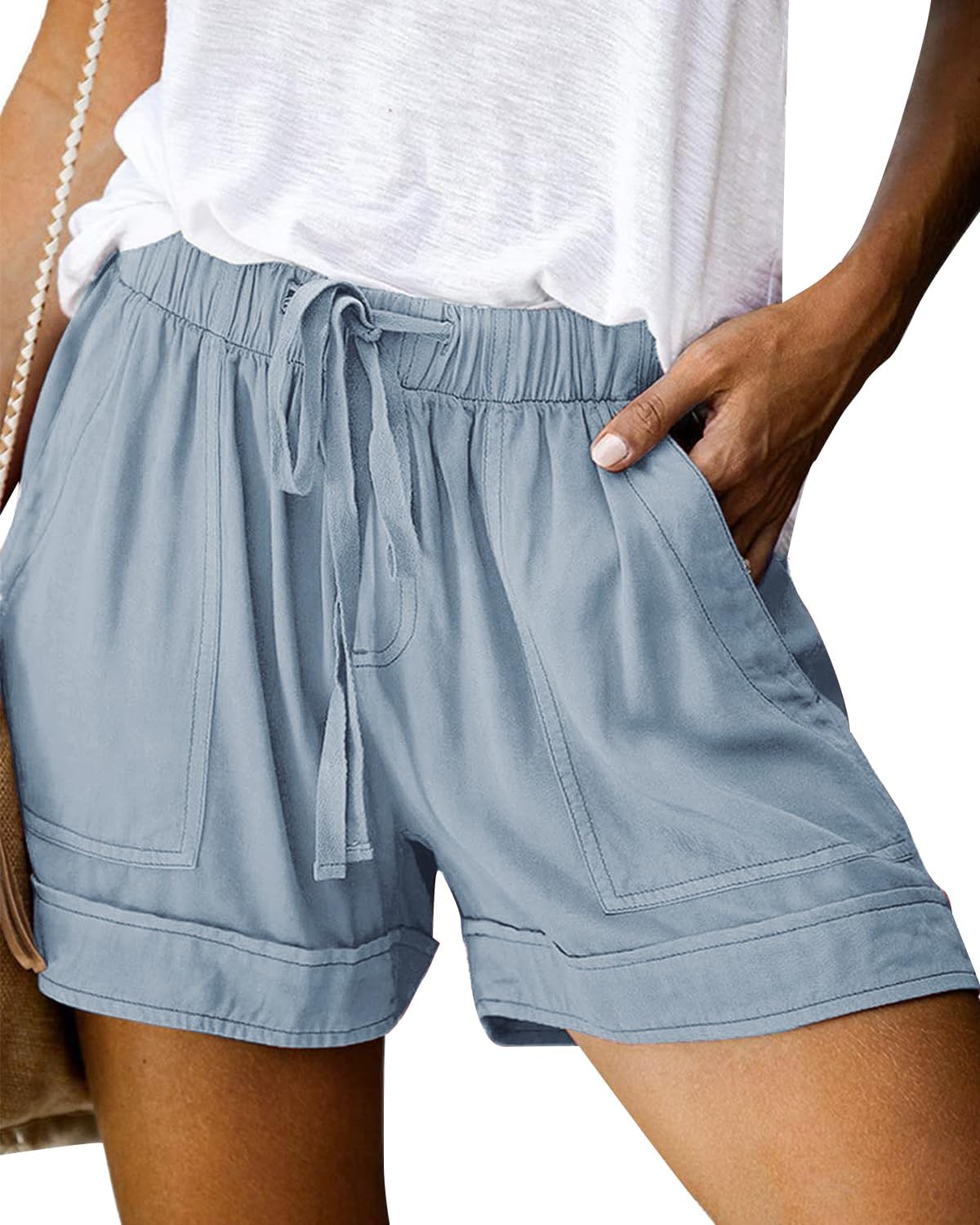 Casual Shorts Cheap Womens Beach Shorts Elastic Waist Loose Shorts