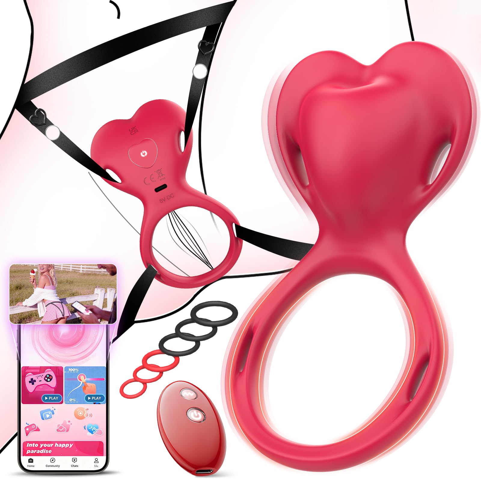 Vibratoreper Donna Professionale Wireless XL con APP Sex Toys, AI-Sync Telecomando 10 Modalità Vibrazione Ovetto Vibrante Sexytoysys Coppia Sex Toy, Vibratore per Donna Punto g Squirting, 6 Anelli