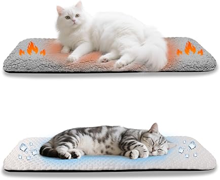 pet prime Cat Windowsill Mat, Cat Window Sill Bed with Two Non-Slip Removable Washable Covers One Soft Warm Cover and One Cool Feeling Cover 90 x 28 cm Grey