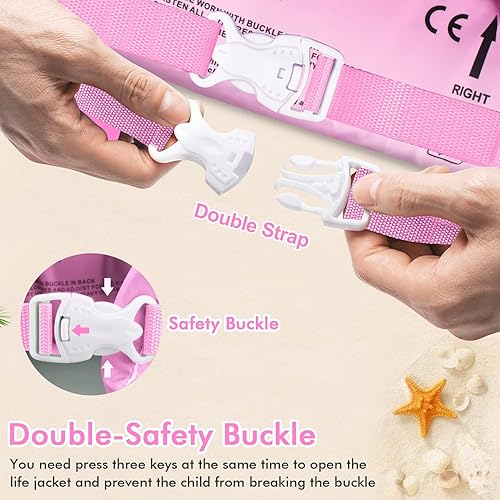 Miniatura 49 de Chriffer Chaleco salvavidas para niños de 22 a 66 libras, flotadores con arnés de hombro y alas de brazo para bebés de 2, 3, 4, 5, 6, 7 años