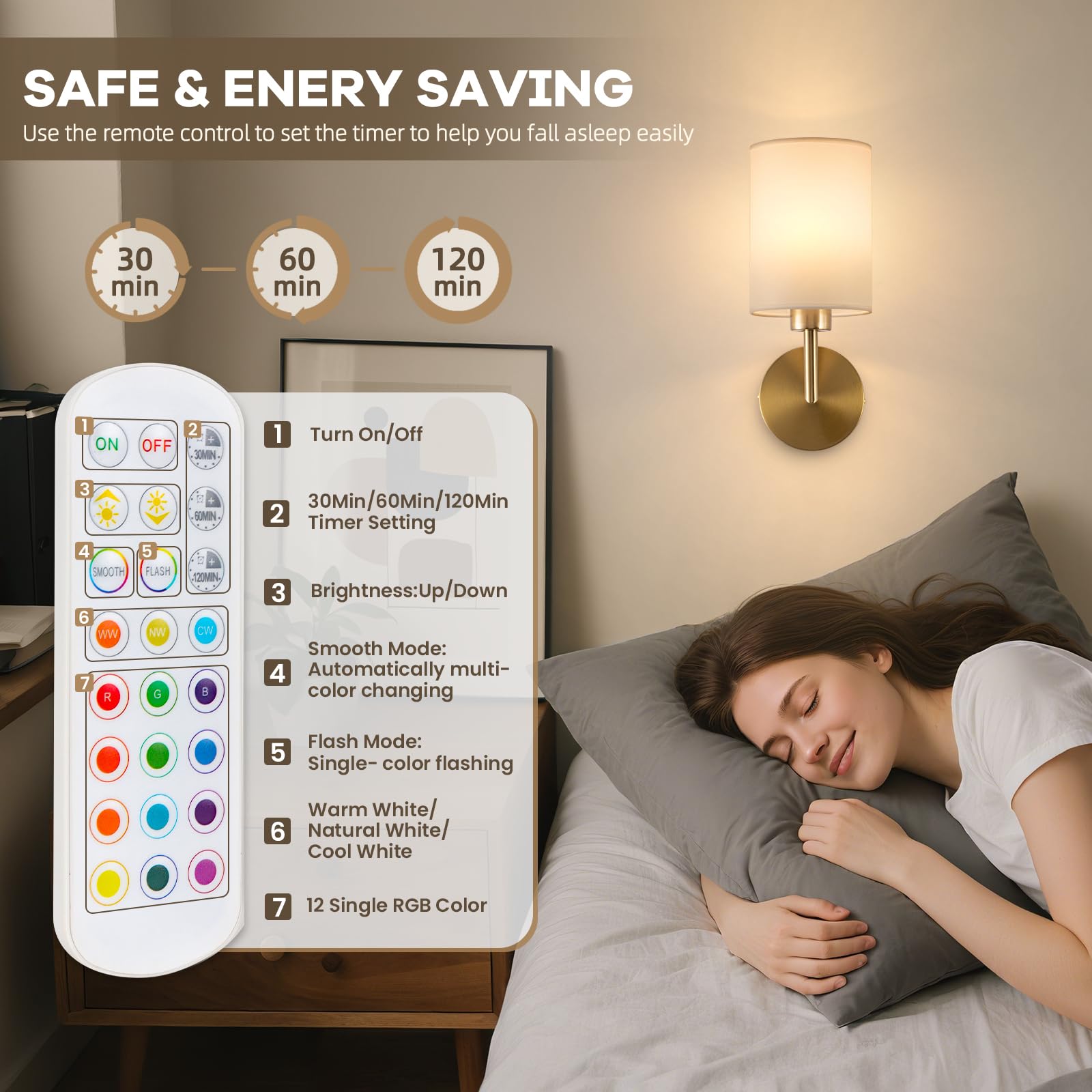 CANEOE Draadloze wandlamp, set van 2, voor binnen, met stoffen kap, oplaadbare wandlamp met 5000 mAh, afneembare oplaadbare gloeilamp (goud