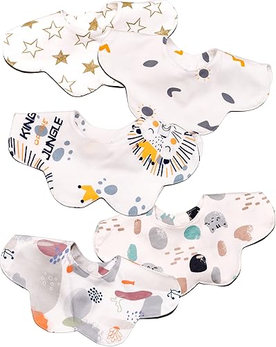 Baby Moon - Juego de 5 baberos suaves para bebé niño y niña 360 rotación pétalos absorbentes lavables para babear dentición