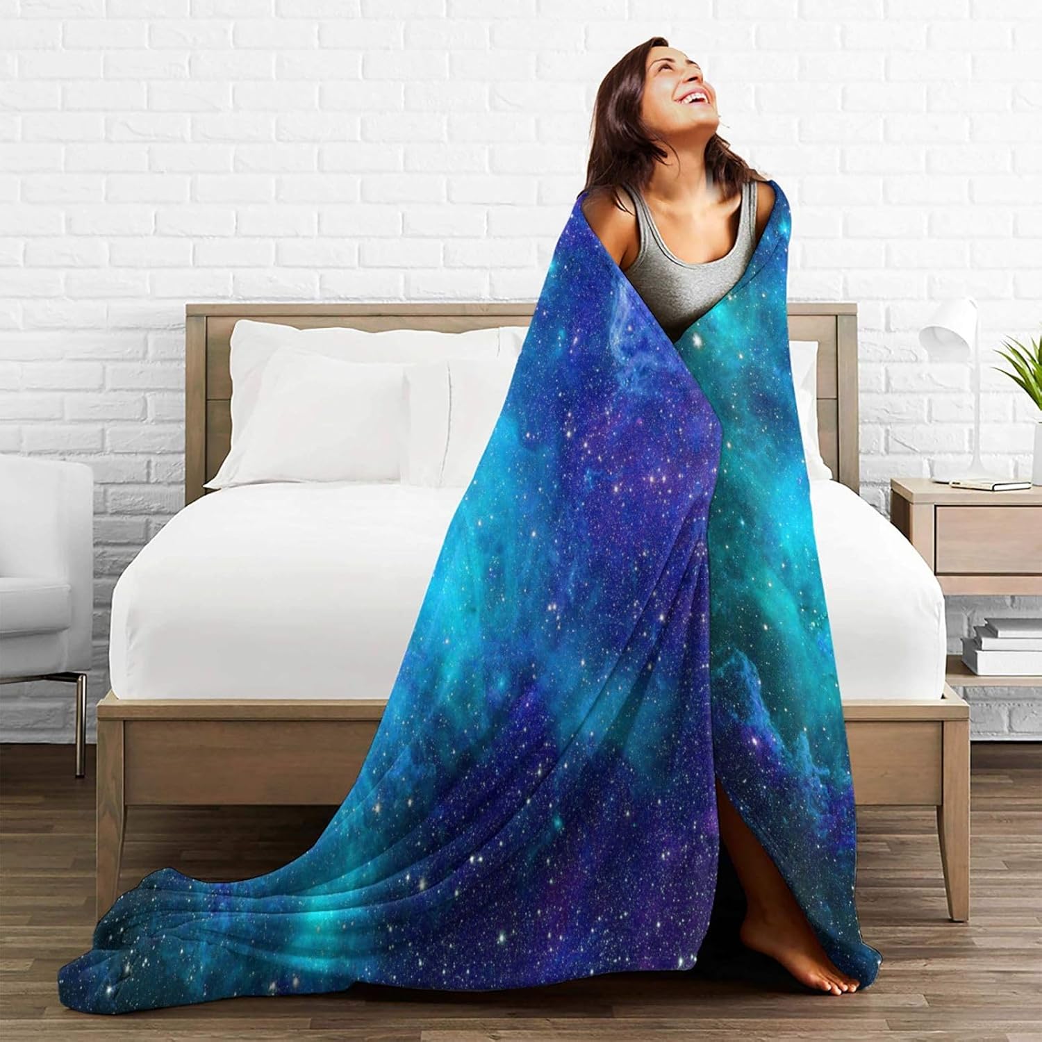 Galaxy Space Throw Blanket Gift, Soft Warm Fuzzy Plush Blanket, Smooth Cozy Flannel Blanket for Bed/Couch/Camping (80"x60") - Image 2