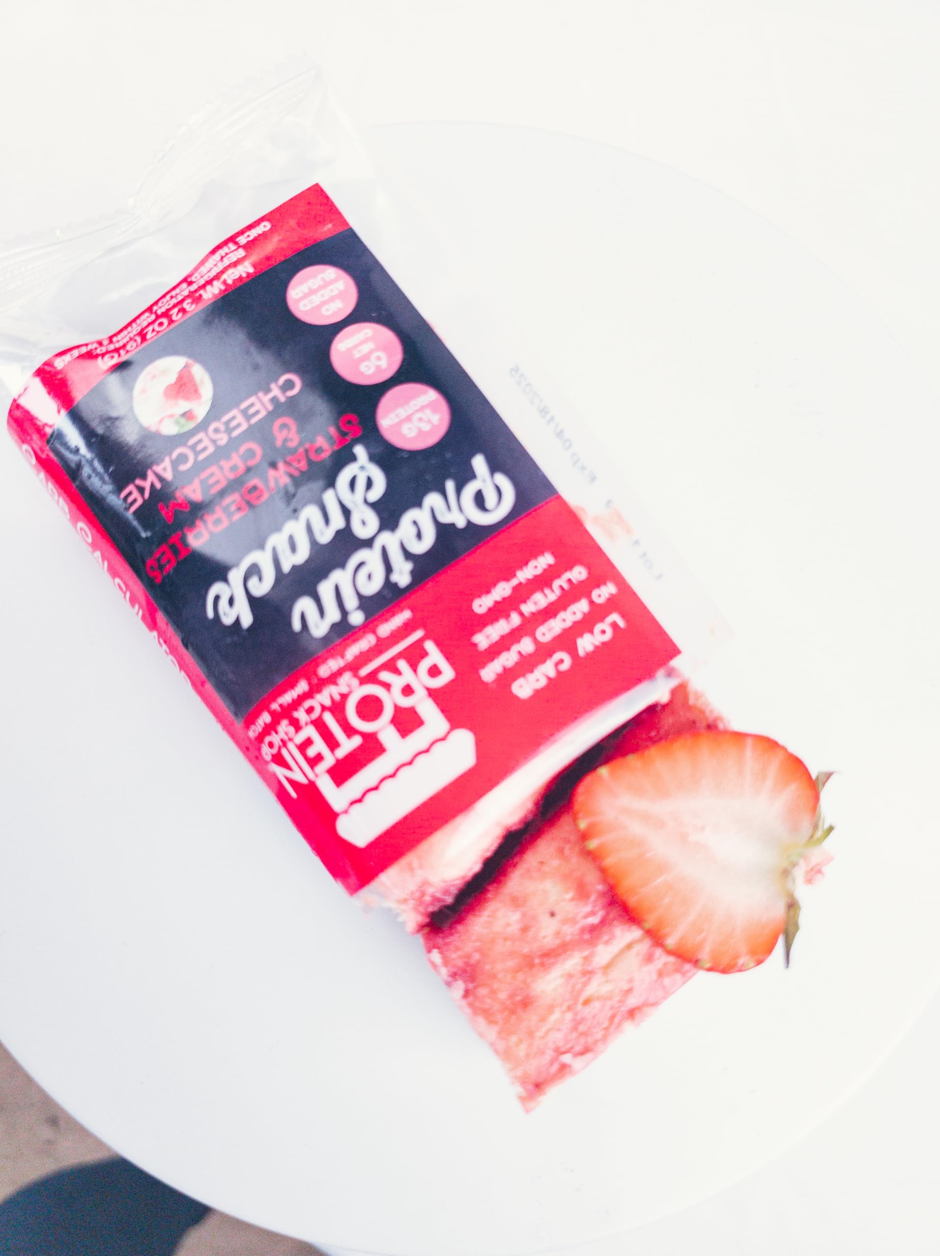 Protein Snack Shop Gourmet Keto Cheesecake Dessert Bars - 6g Net Carbs - Real Cream Cheese - Gluten Free - Diabetic & Celiac Friendly (10 bars) (Strawberries & Cream)