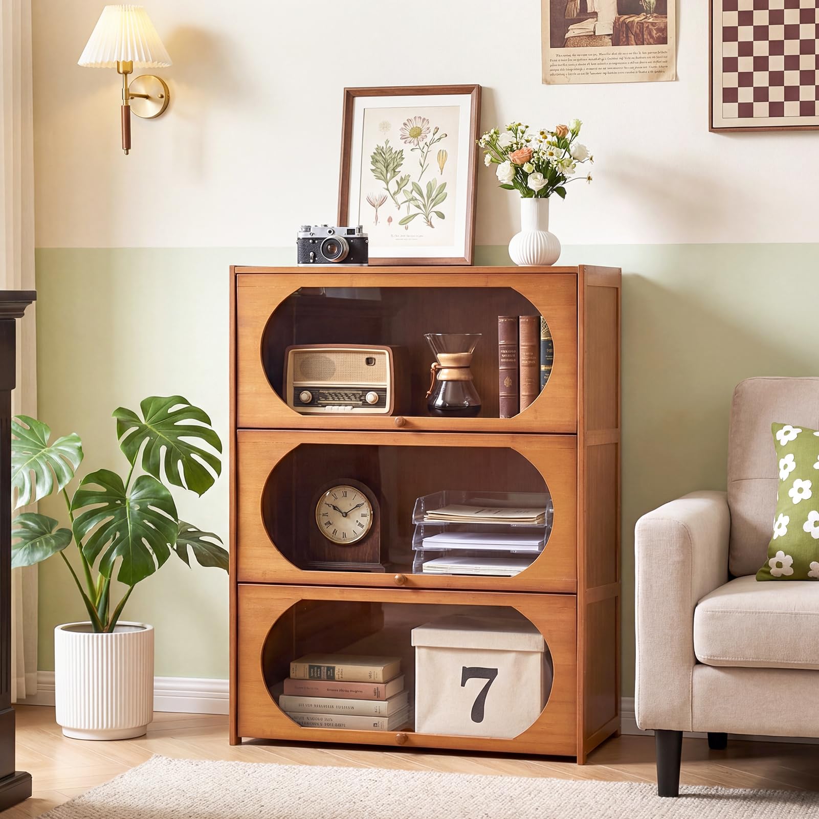 Warmiehomy 3 Tier Book Shelf Bamboo Bookcase and Shelving Units, 80cm Capacity Freestanding Bookshelf Bamboo Storage Cabinets for Living Room, Study Room, Bedroom, Office