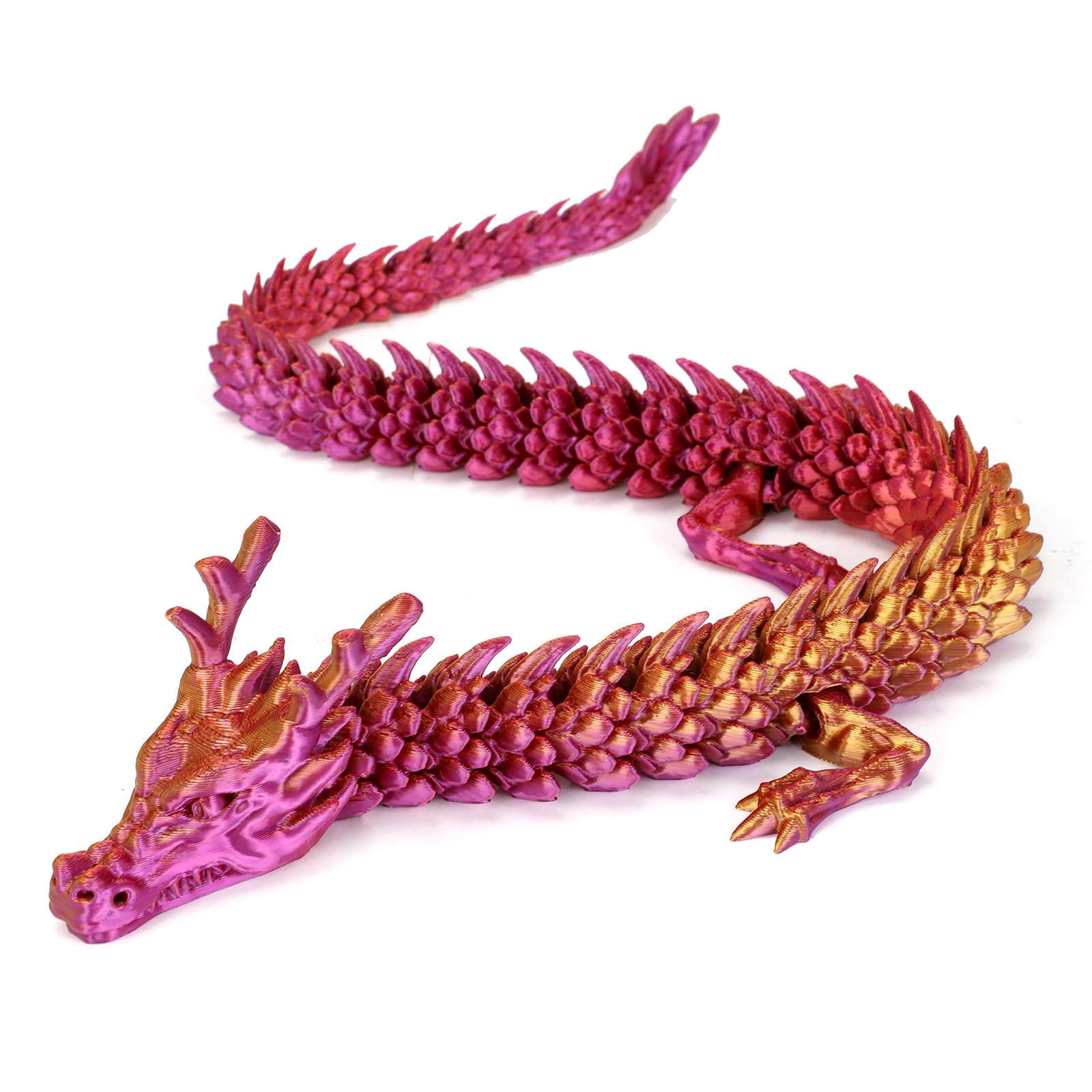 LYROYREG 3D Printed Dragon, 17.7 Inch Articulated Dragon, Crystal Dragon, Dragon Fidget Toy (M)