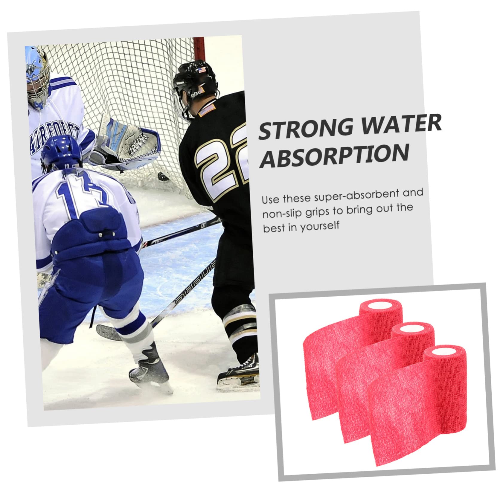 GALPADA 3 Rolls Tennis Grip Tape Sports Tape Hockey Stick Tape Hockey Racket Hockey Tape for White Athletic Racquet Grip Tape Sport Tape Grip Tape Grip Wrapper Non-Woven Fabric Red