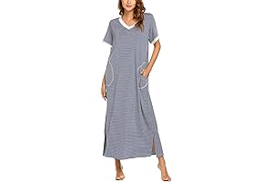Women's Full Length Short Sleeve Nightgown - Comfortable and Flowing for a Restful Night's Sleep